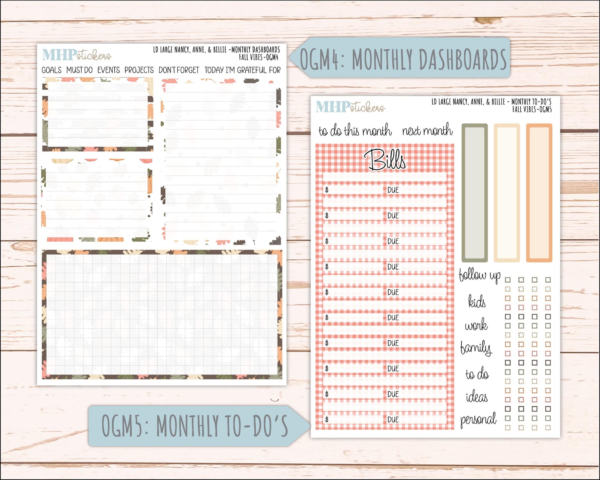 OCTOBER 2026 Stickers for Large Nancy, Anne, & Billie Planners. Laurel Denise Planners. "Fall Vibes" || OG