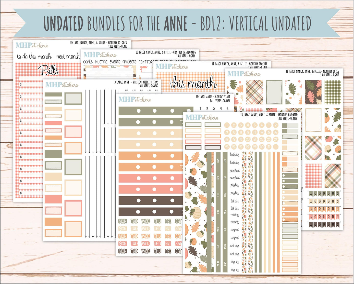 OCTOBER 2026 Stickers for Large Nancy, Anne, & Billie Planners. Laurel Denise Planners. "Fall Vibes" || OG