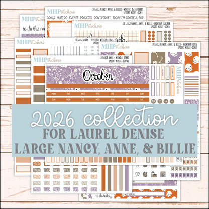OCTOBER 2026 Stickers for Large Nancy, Anne, & Billie Planners. Laurel Denise Planners. "Spooky Night" || OG