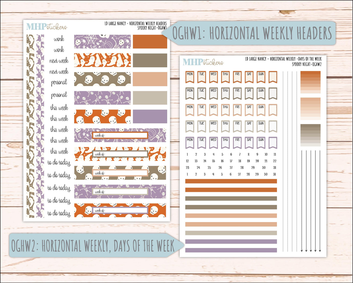 OCTOBER 2026 Stickers for Large Nancy, Anne, & Billie Planners. Laurel Denise Planners. "Spooky Night" || OG