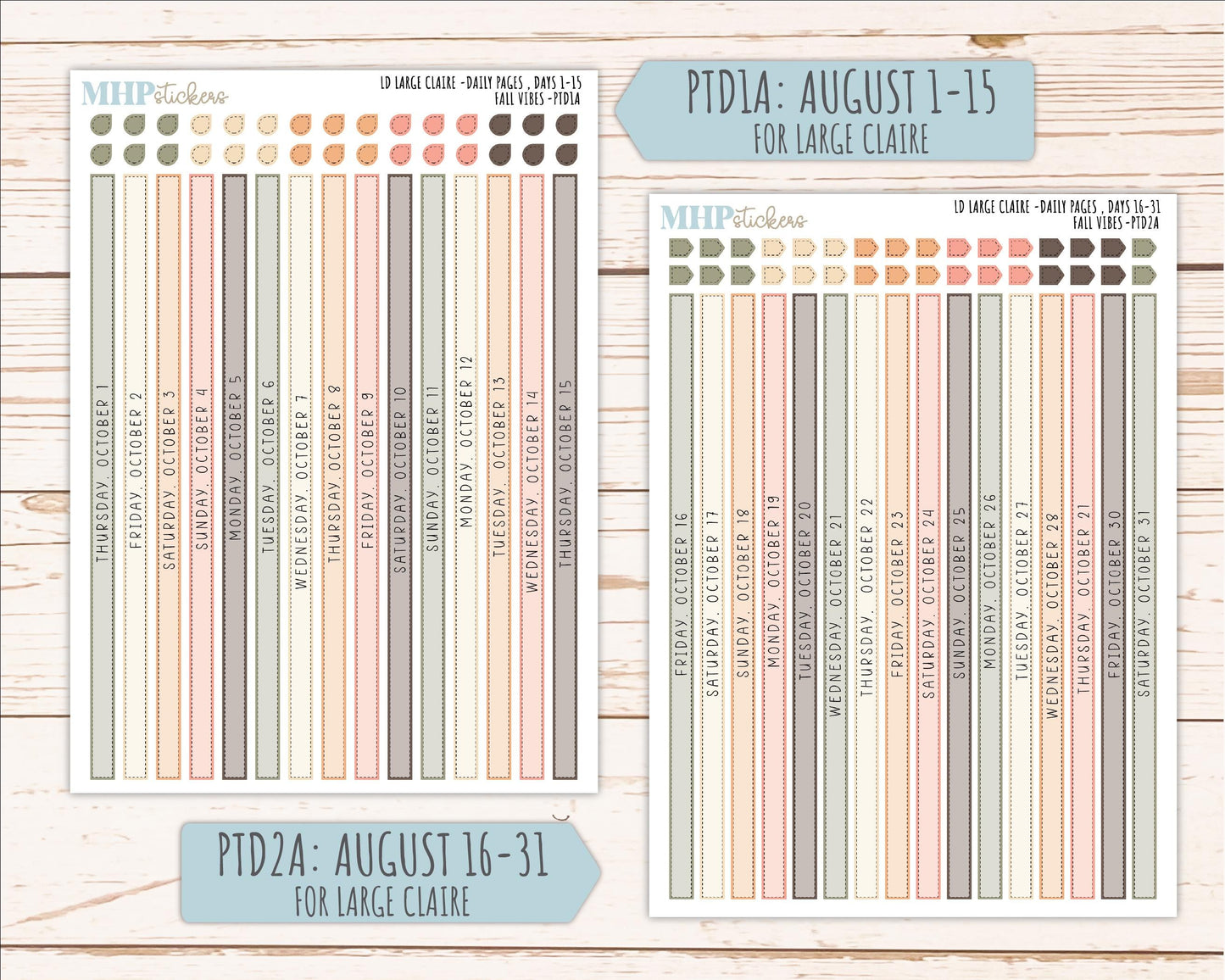 OCTOBER 2026 Stickers for the Large Scout, Large Claire, and Large Luna Laurel Denise Planners "Fall Vibes" || PT