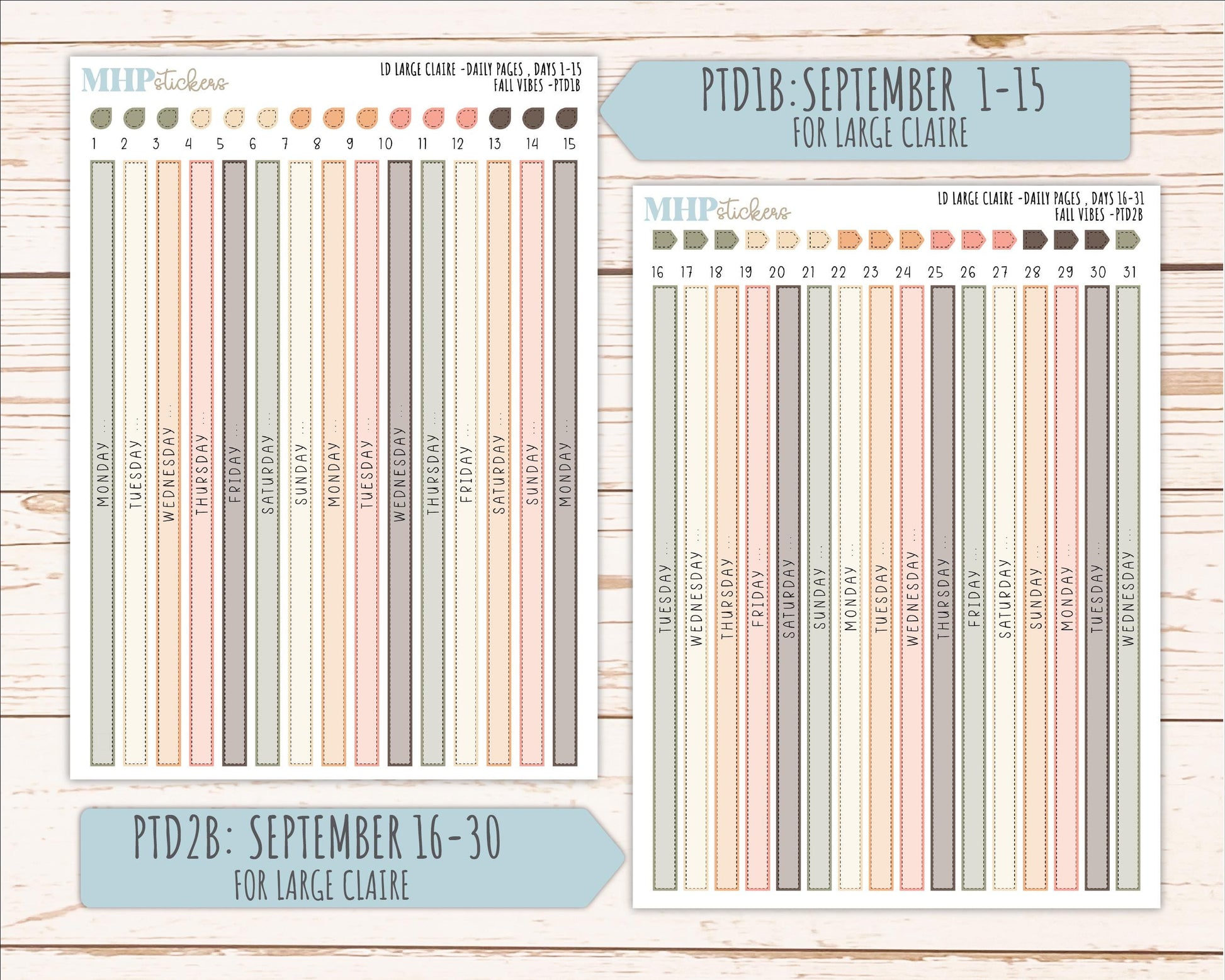 OCTOBER 2026 Stickers for the Large Scout, Large Claire, and Large Luna Laurel Denise Planners "Fall Vibes" || PT