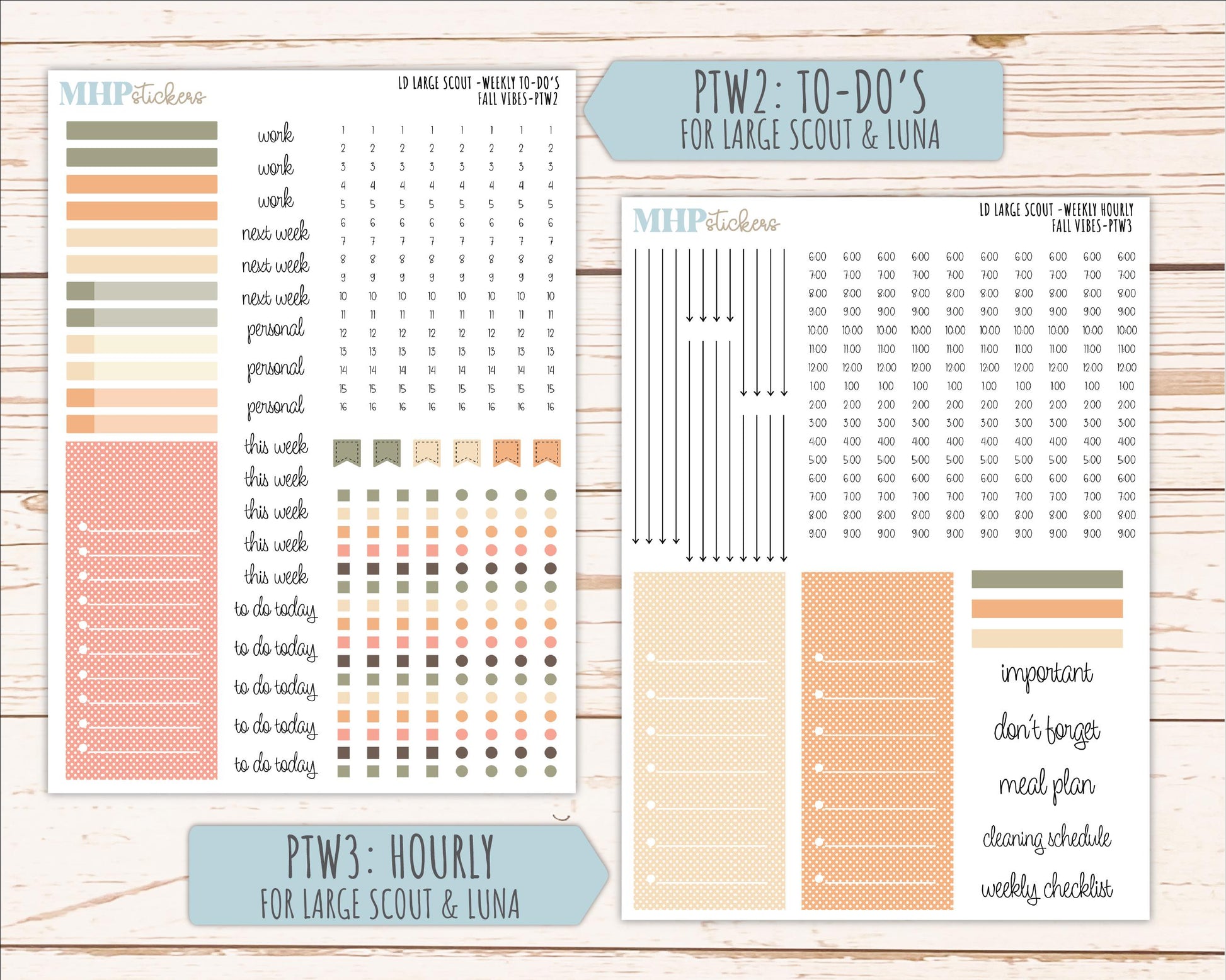 OCTOBER 2026 Stickers for the Large Scout, Large Claire, and Large Luna Laurel Denise Planners "Fall Vibes" || PT