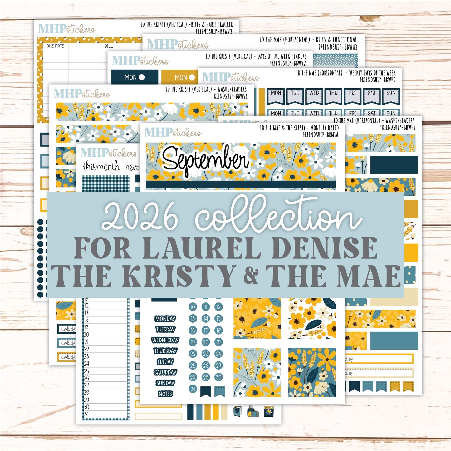 SEPTEMBER 2026 Stickers for the Mae & Kristy Laurel Denise Planners "Friendship" || BB