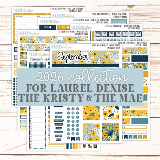 SEPTEMBER 2026 Stickers for the Mae & Kristy Laurel Denise Planners "Friendship" || BB