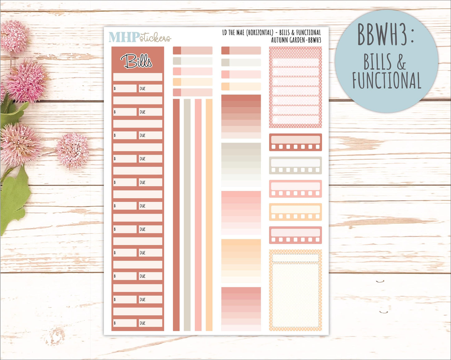 SEPTEMBER 2026 Stickers for the Mae & Kristy Laurel Denise Planners "Autumn Garden" || BB
