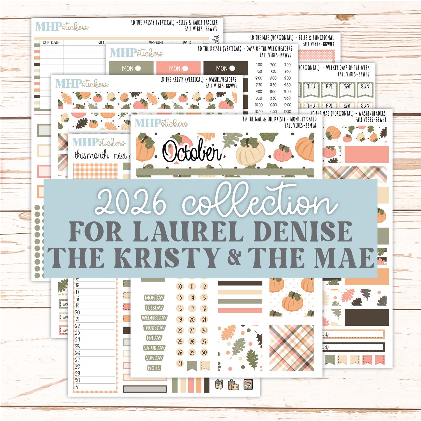 OCTOBER 2026 Stickers for the Mae & Kristy Laurel Denise Planners "Fall Vibes" || BB
