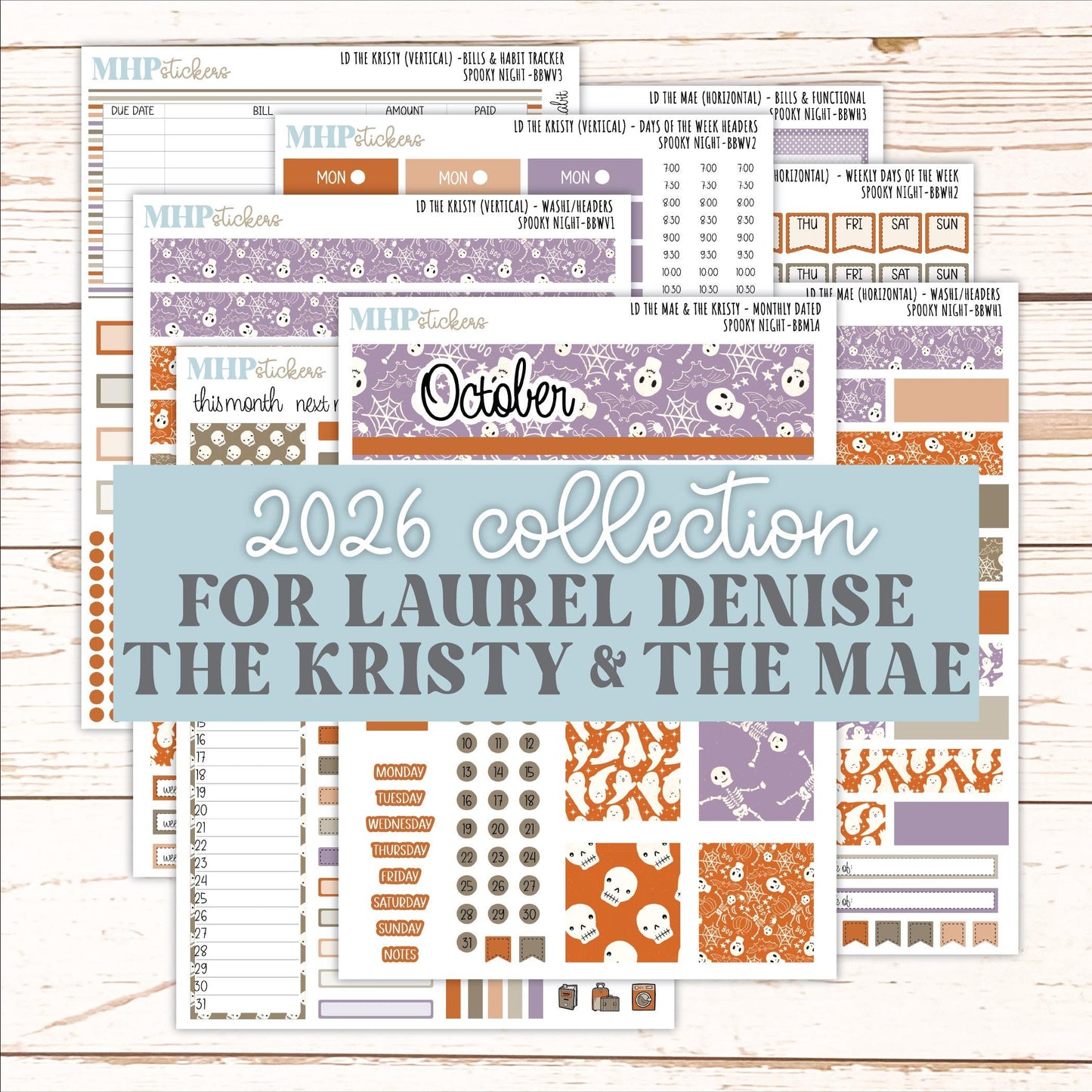 OCTOBER 2026 Stickers for the Mae & Kristy Laurel Denise Planners "Spooky Night || BB