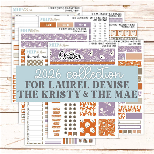 OCTOBER 2026 Stickers for the Mae & Kristy Laurel Denise Planners "Spooky Night || BB