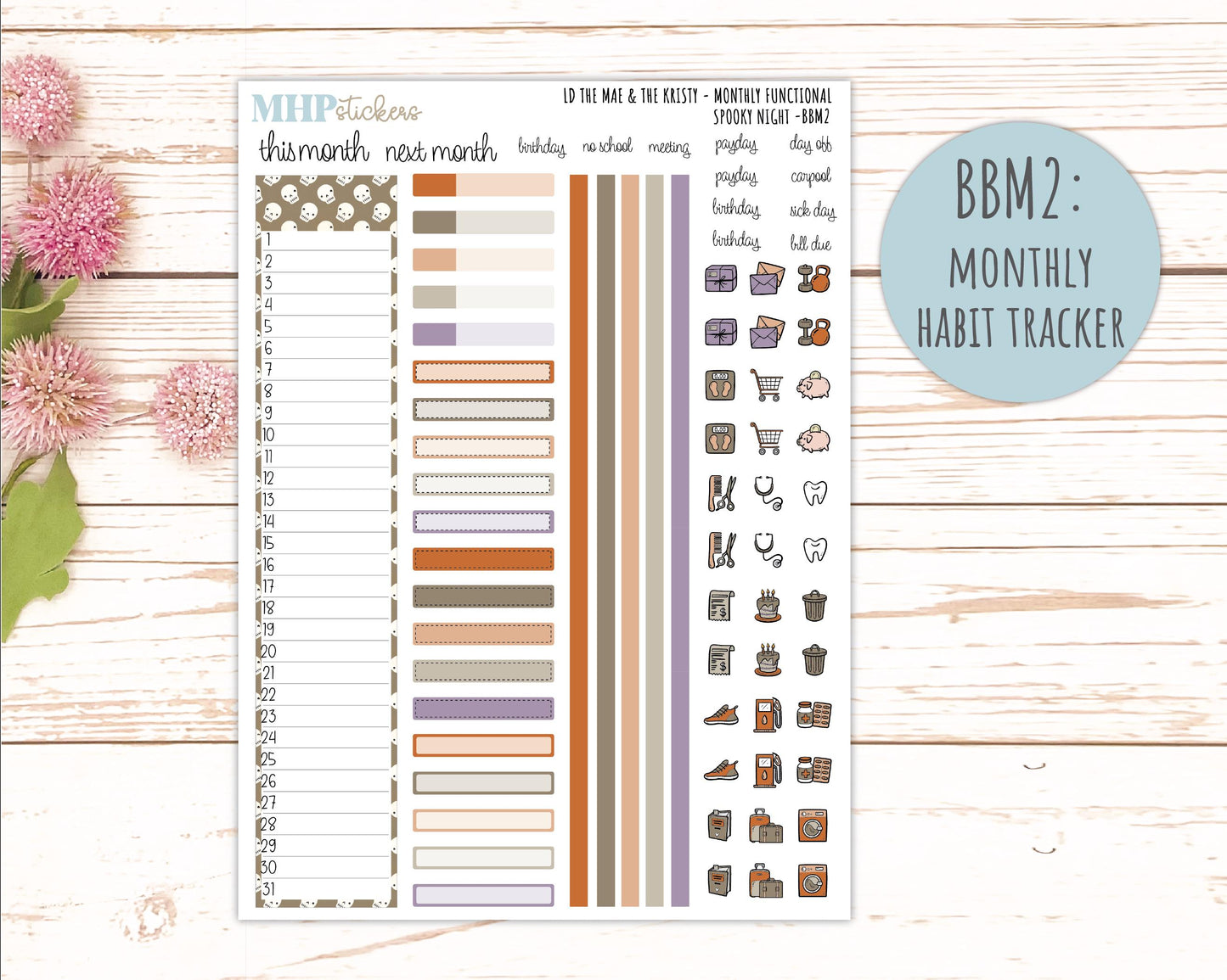 OCTOBER 2026 Stickers for the Mae & Kristy Laurel Denise Planners "Spooky Night || BB