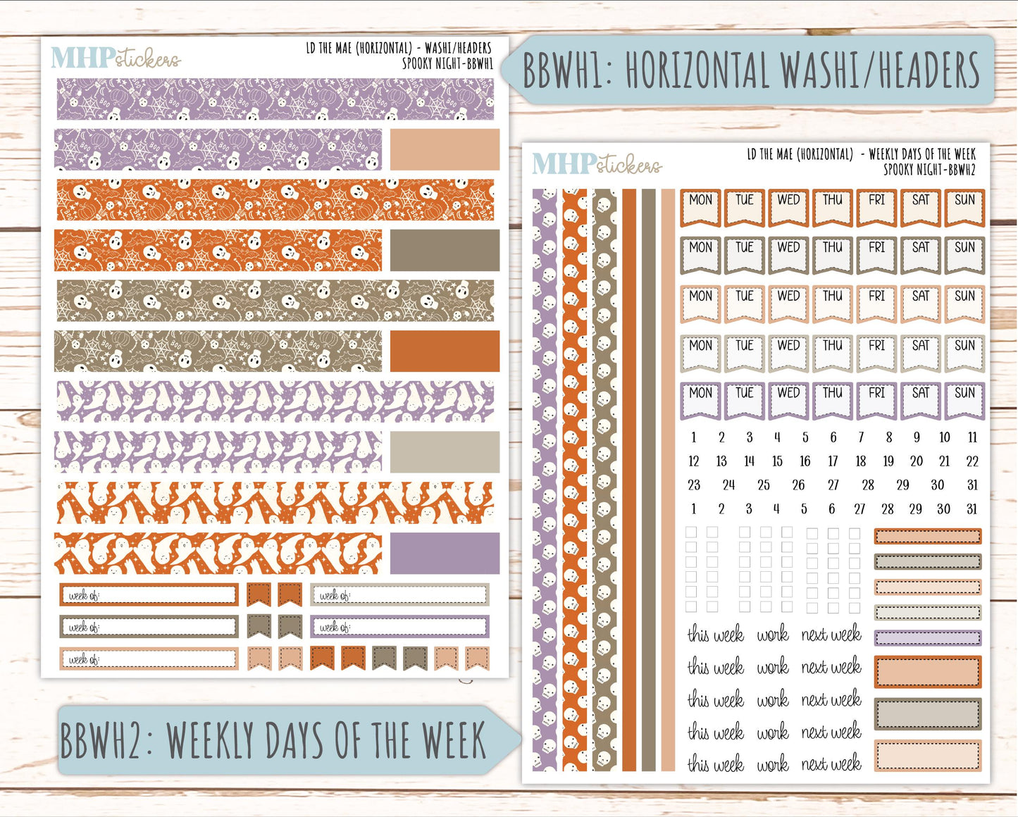 OCTOBER 2026 Stickers for the Mae & Kristy Laurel Denise Planners "Spooky Night || BB