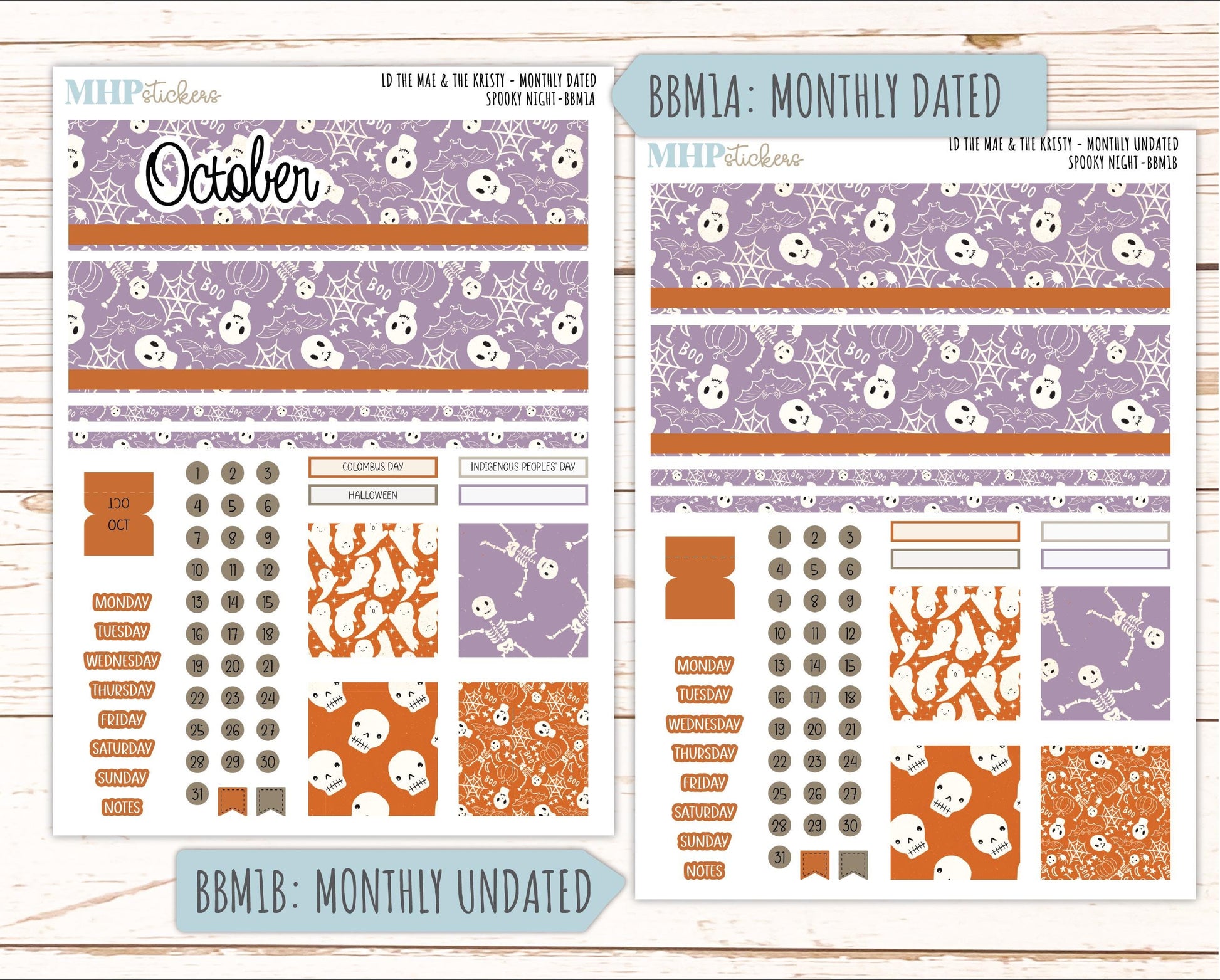 OCTOBER 2026 Stickers for the Mae & Kristy Laurel Denise Planners "Spooky Night || BB