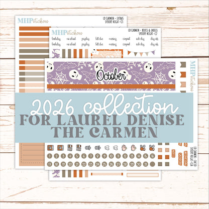 OCTOBER 2026 Stickers for The Carmen Laurel Denise Planner "Spooky Night" || C