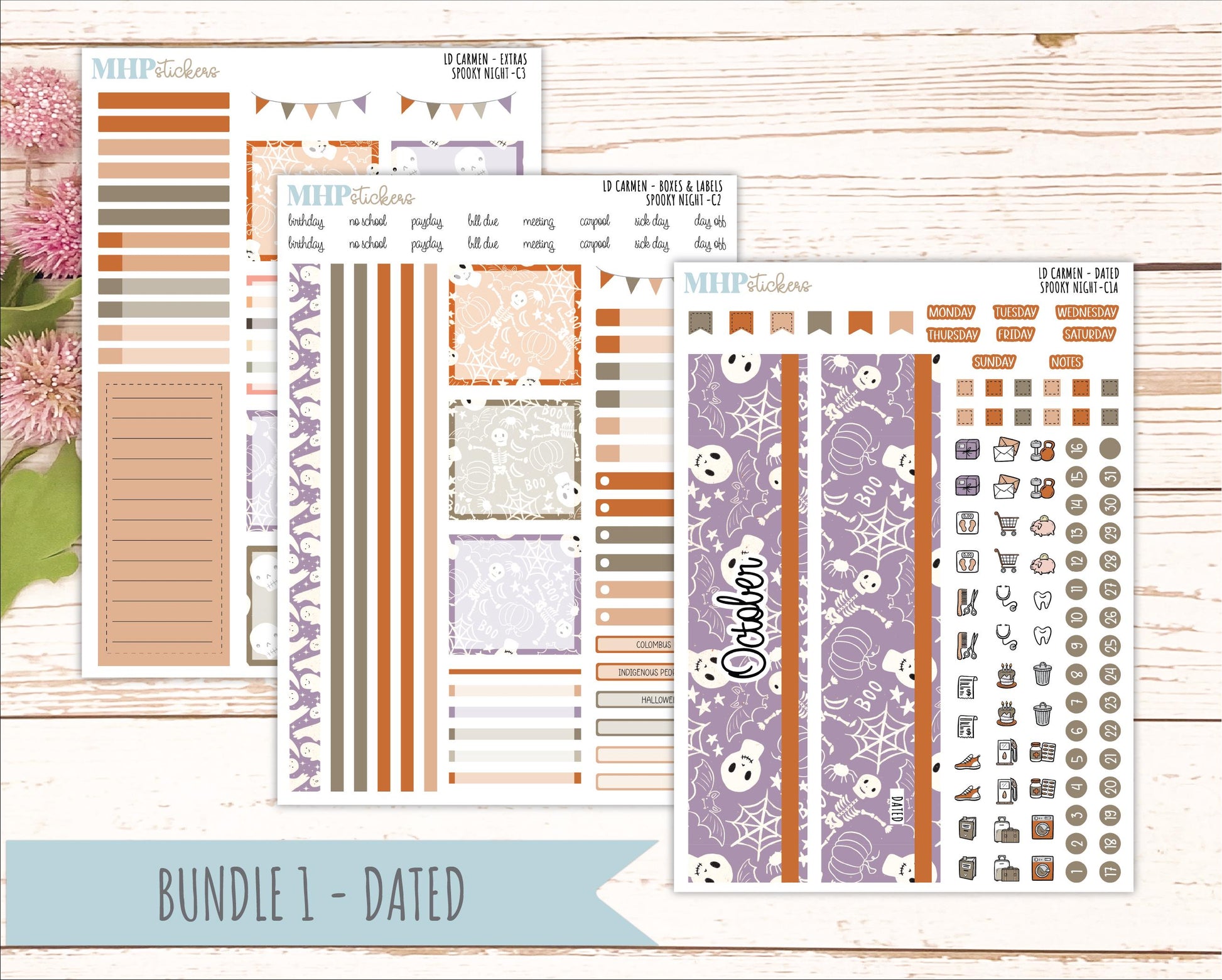 OCTOBER 2026 Stickers for The Carmen Laurel Denise Planner "Spooky Night" || C