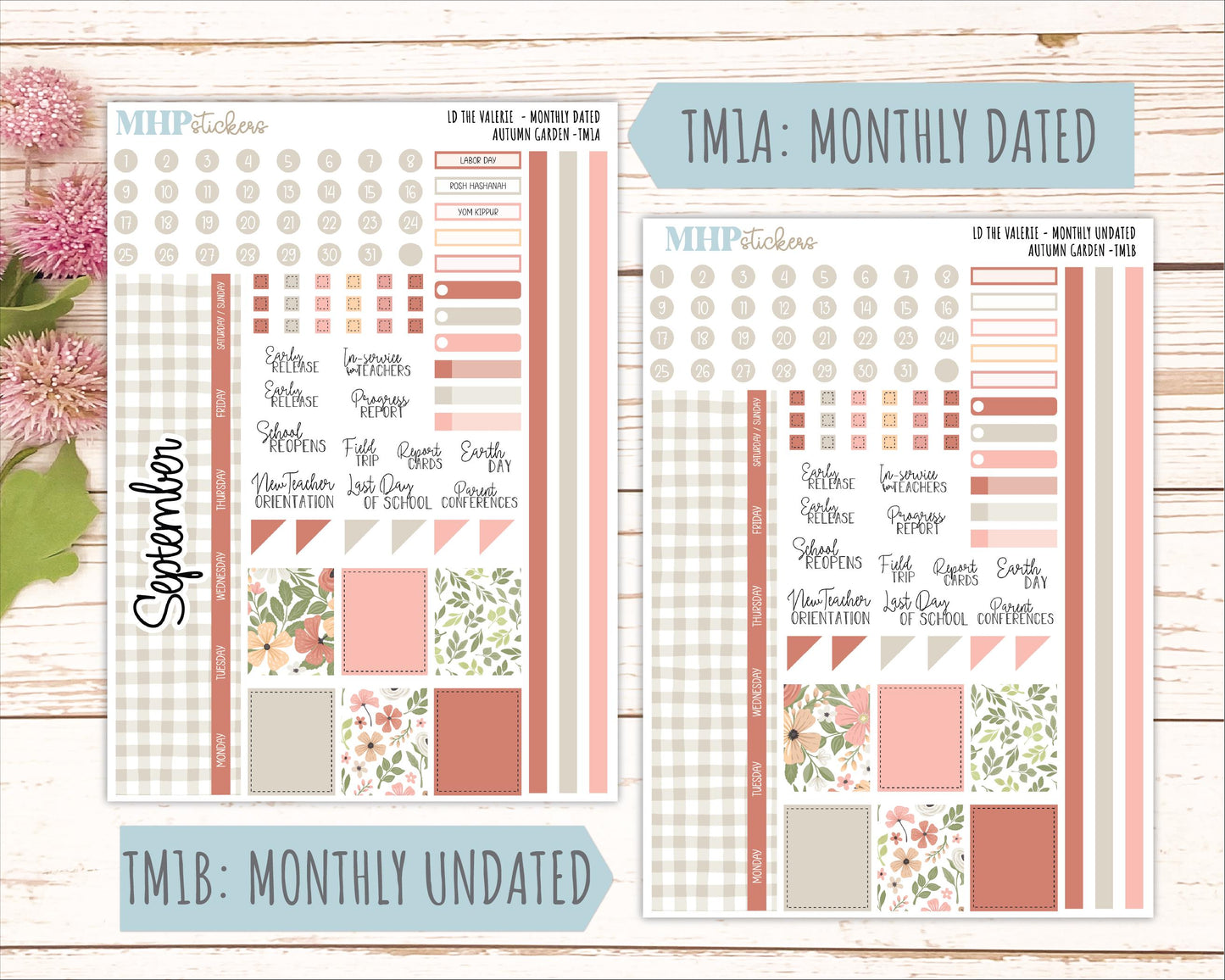 SEPTEMBER Stickers for The Valerie Laurel Denise Planner "Autumn Garden" || TC