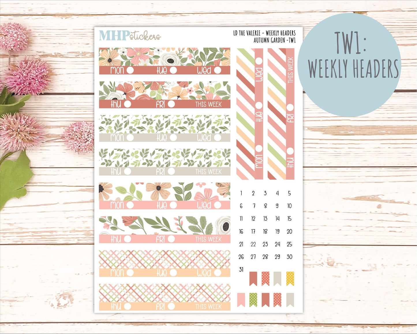 SEPTEMBER Stickers for The Valerie Laurel Denise Planner "Autumn Garden" || TC
