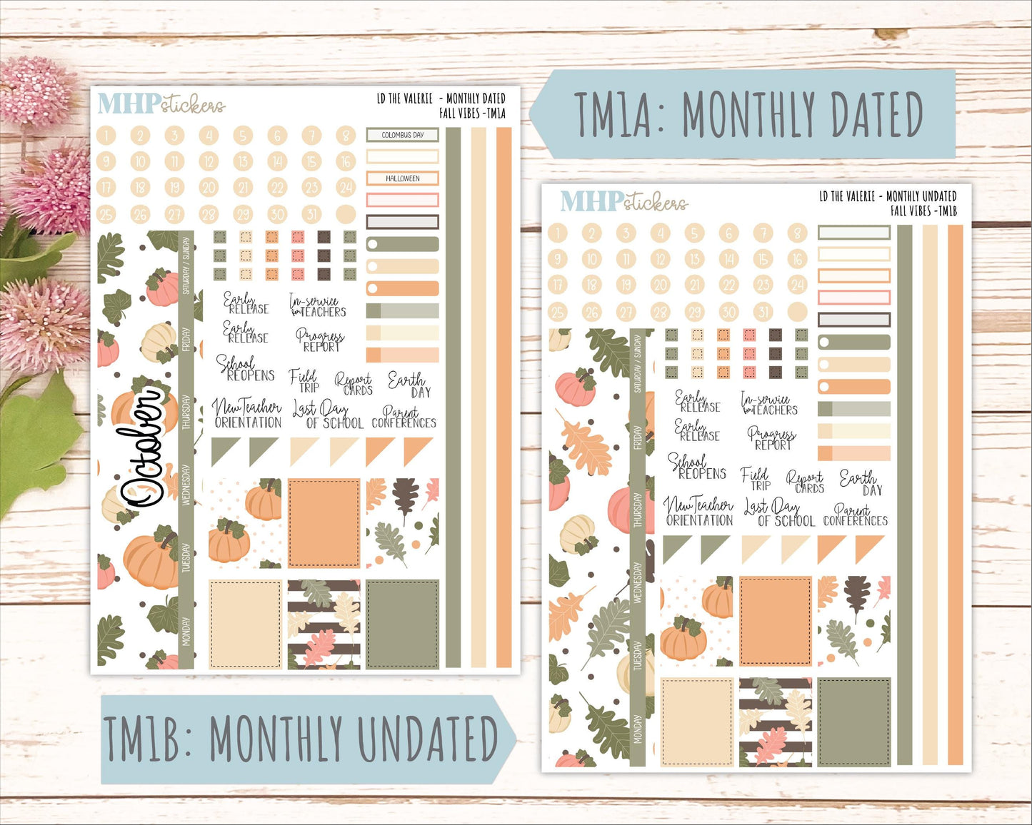 OCTOBER Stickers for The Valerie Laurel Denise Planner "Fall Vibes" || TC
