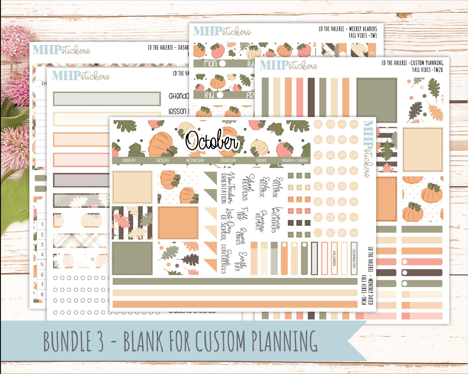 OCTOBER Stickers for The Valerie Laurel Denise Planner "Fall Vibes" || TC