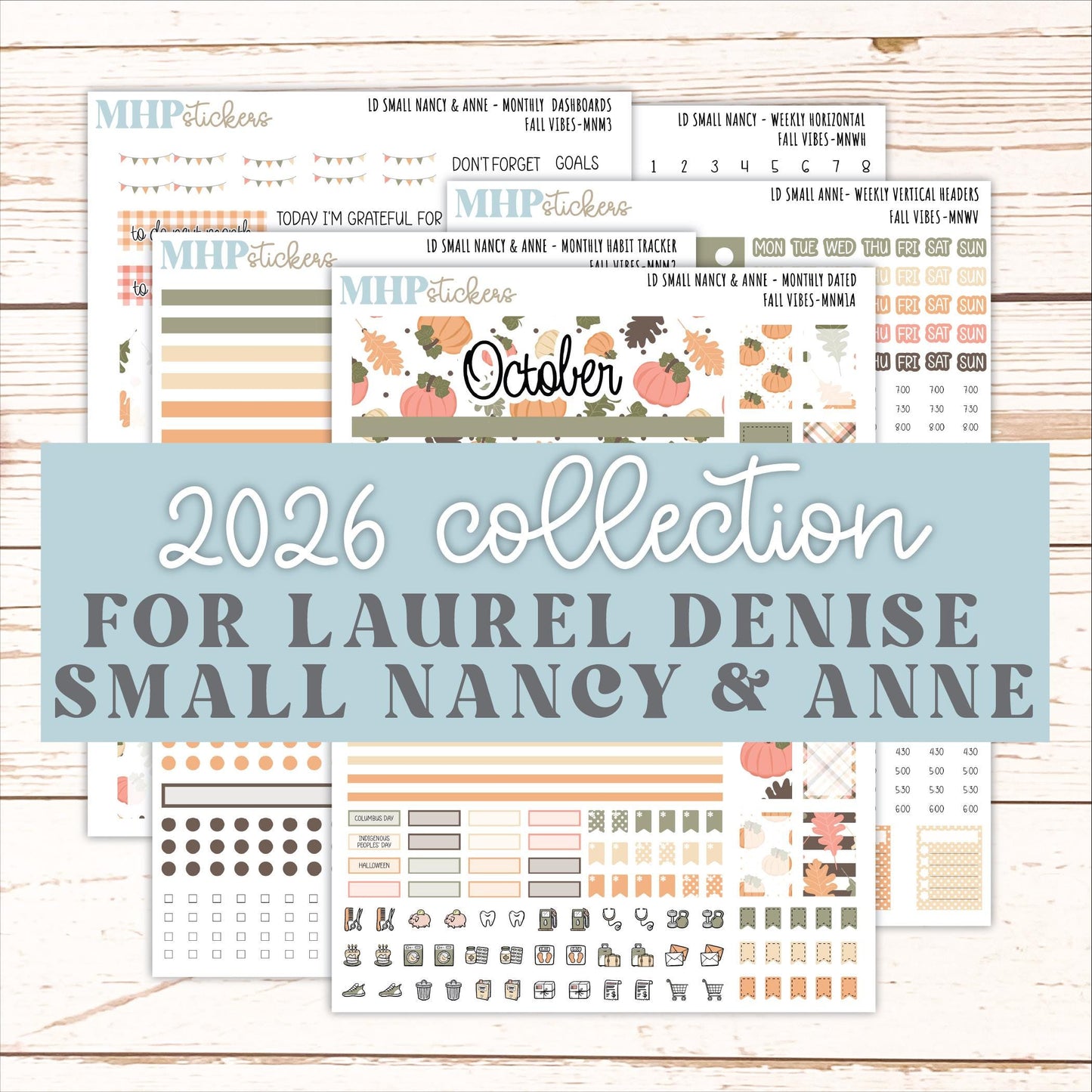 OCTOBER 2026 Stickers for Small Nancy & Anne Laurel Denise Planners "Fall Vibes" || MN