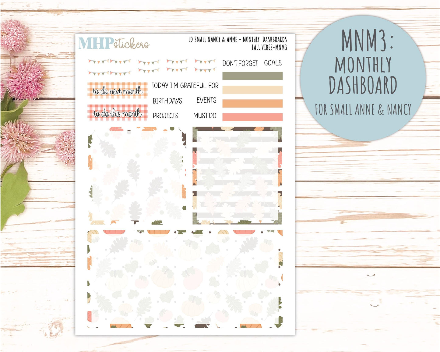 OCTOBER 2026 Stickers for Small Nancy & Anne Laurel Denise Planners "Fall Vibes" || MN