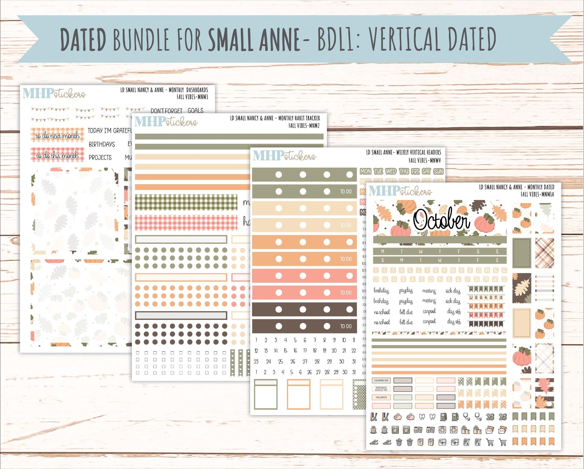 OCTOBER 2026 Stickers for Small Nancy & Anne Laurel Denise Planners "Fall Vibes" || MN