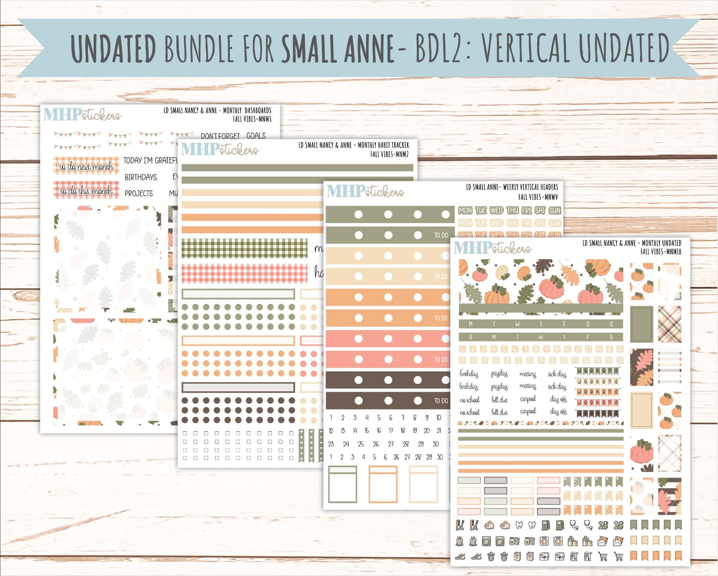 OCTOBER 2026 Stickers for Small Nancy & Anne Laurel Denise Planners "Fall Vibes" || MN