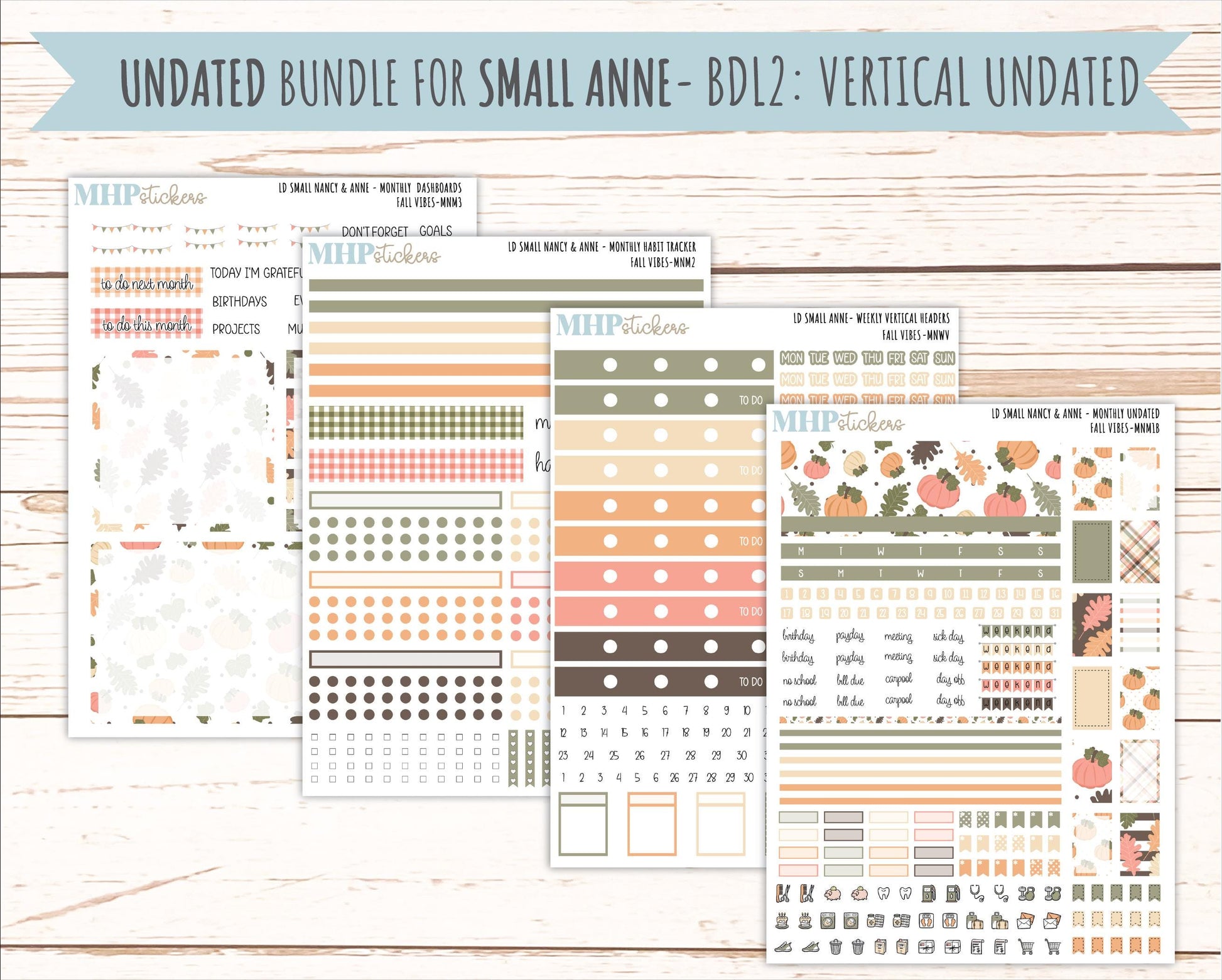 OCTOBER 2026 Stickers for Small Nancy & Anne Laurel Denise Planners "Fall Vibes" || MN