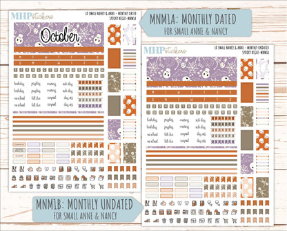 OCTOBER 2026 Stickers for Small Nancy & Anne Laurel Denise Planners "Spooky Night" || MN