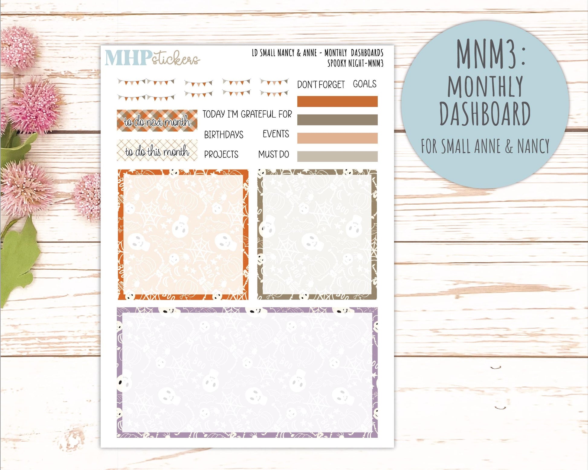 OCTOBER 2026 Stickers for Small Nancy & Anne Laurel Denise Planners "Spooky Night" || MN