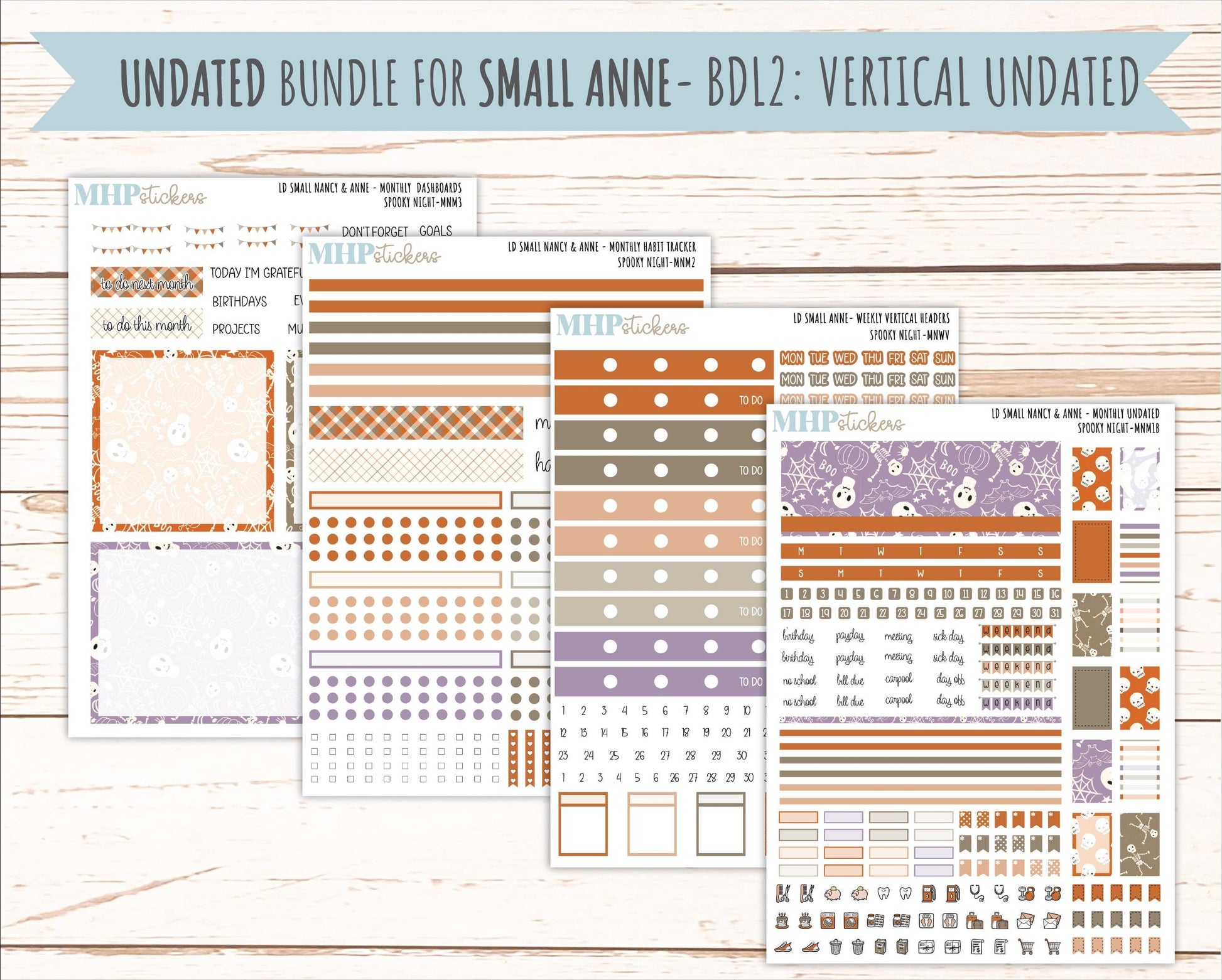 OCTOBER 2026 Stickers for Small Nancy & Anne Laurel Denise Planners "Spooky Night" || MN