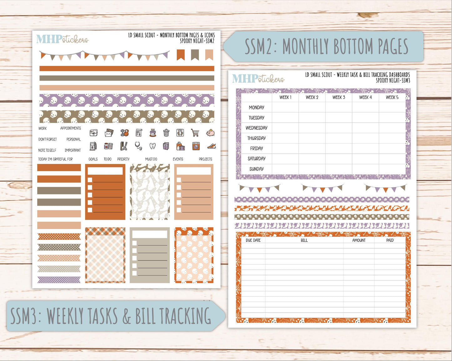 OCTOBER 2026 Stickers for the Small Scout Planner. For Laurel Denise Planners. "Spooky Night" ||SS