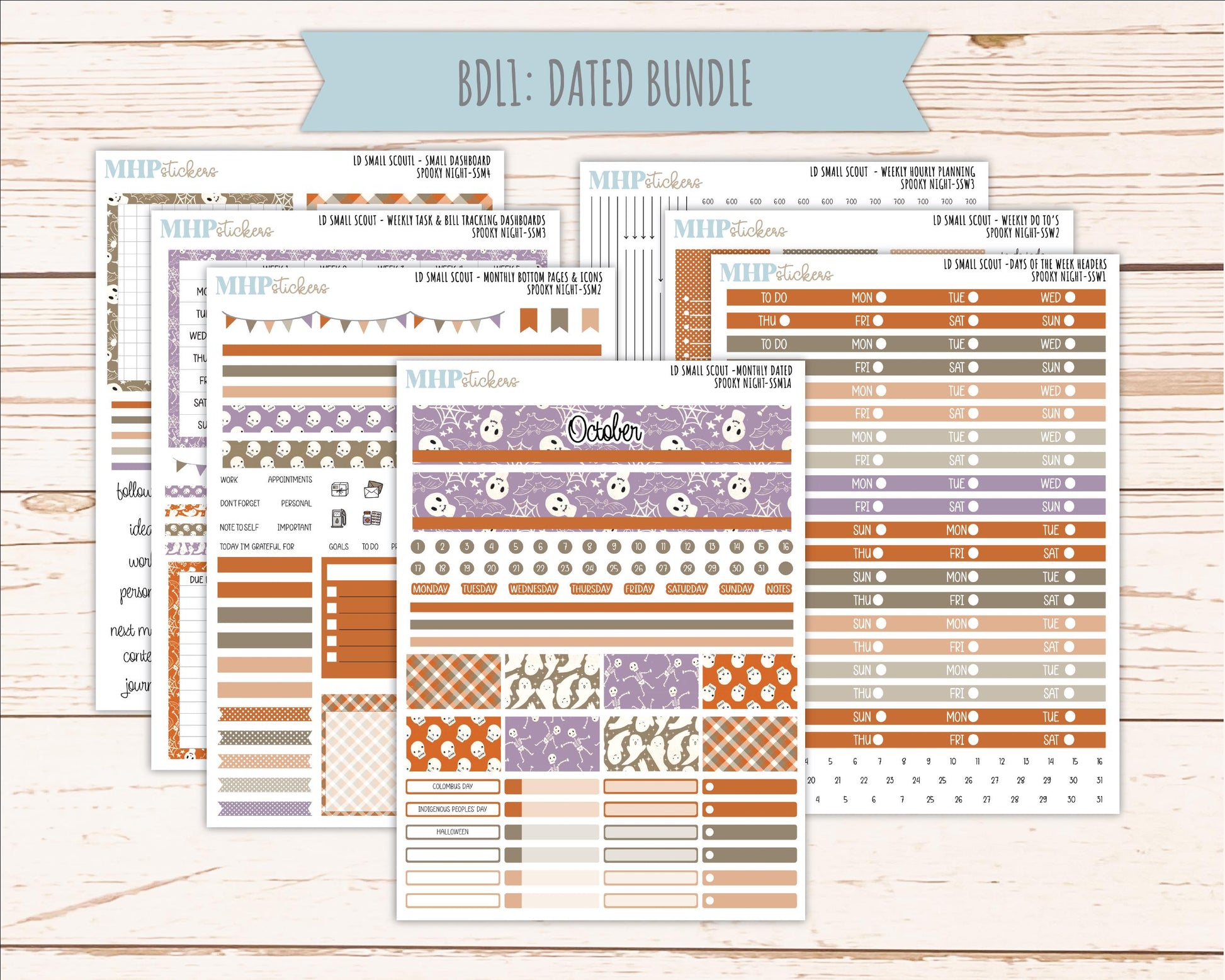 OCTOBER 2026 Stickers for the Small Scout Planner. For Laurel Denise Planners. "Spooky Night" ||SS