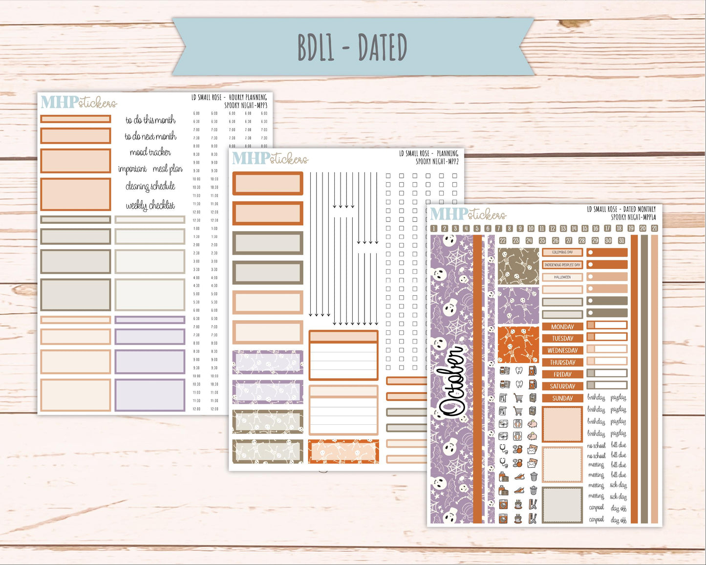 OCTOBER 2026 Stickers for The Small Rose Laurel Denise Planner. "Spooky Night" || MPP