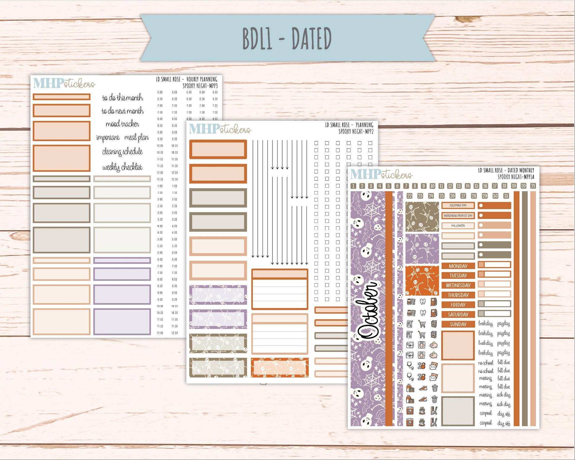 OCTOBER 2026 Stickers for The Small Rose Laurel Denise Planner. "Spooky Night" || MPP