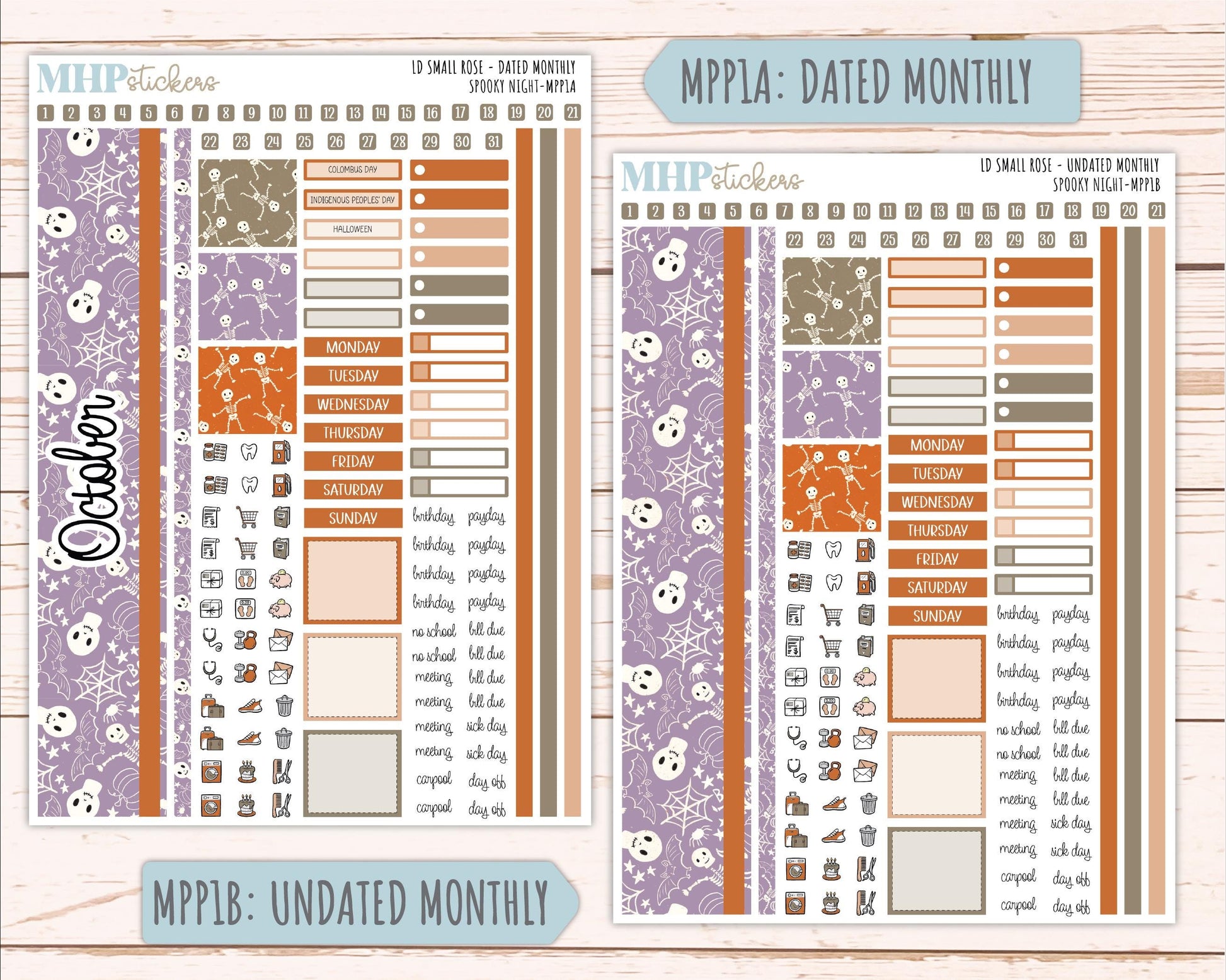 OCTOBER 2026 Stickers for The Small Rose Laurel Denise Planner. "Spooky Night" || MPP