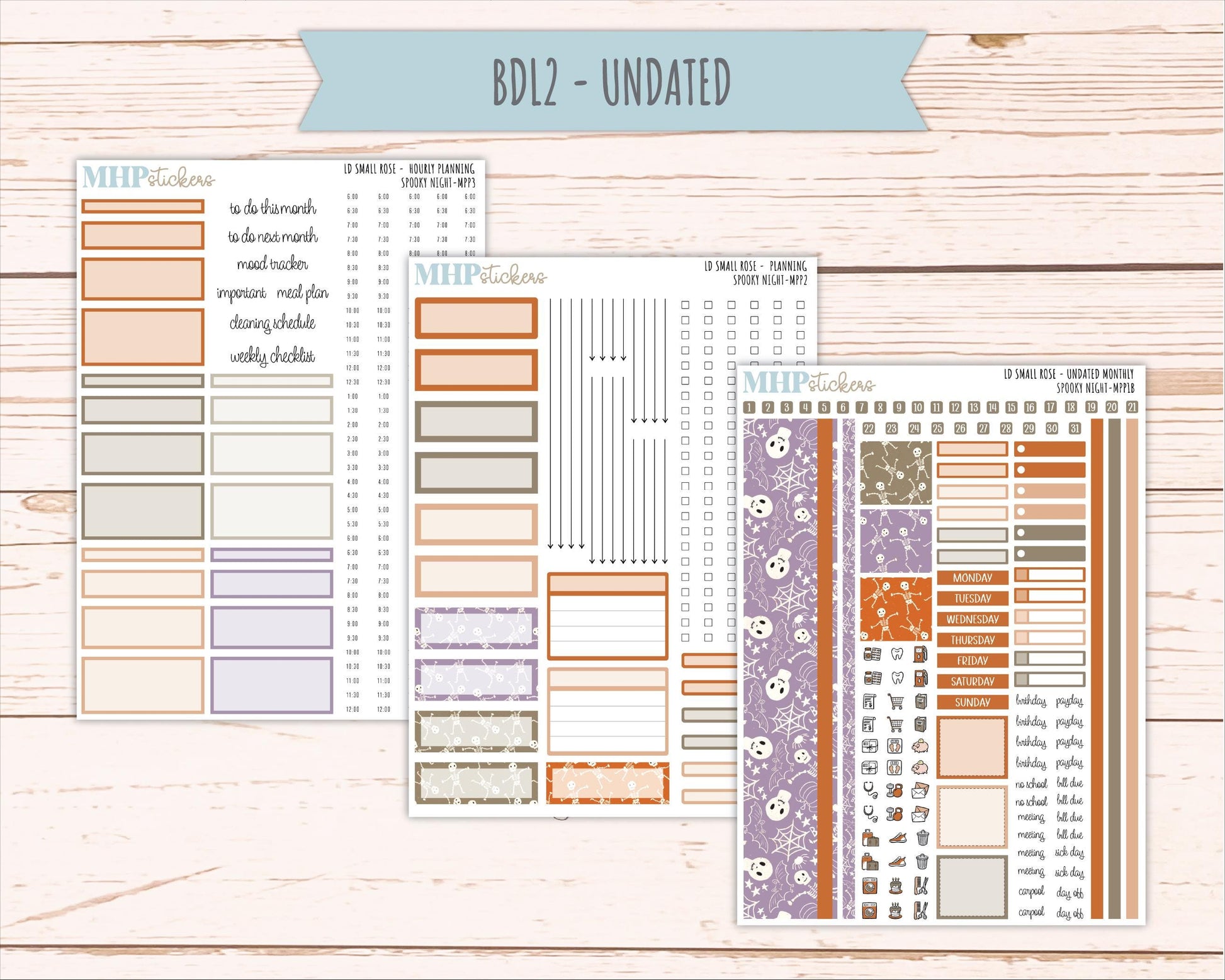 OCTOBER 2026 Stickers for The Small Rose Laurel Denise Planner. "Spooky Night" || MPP