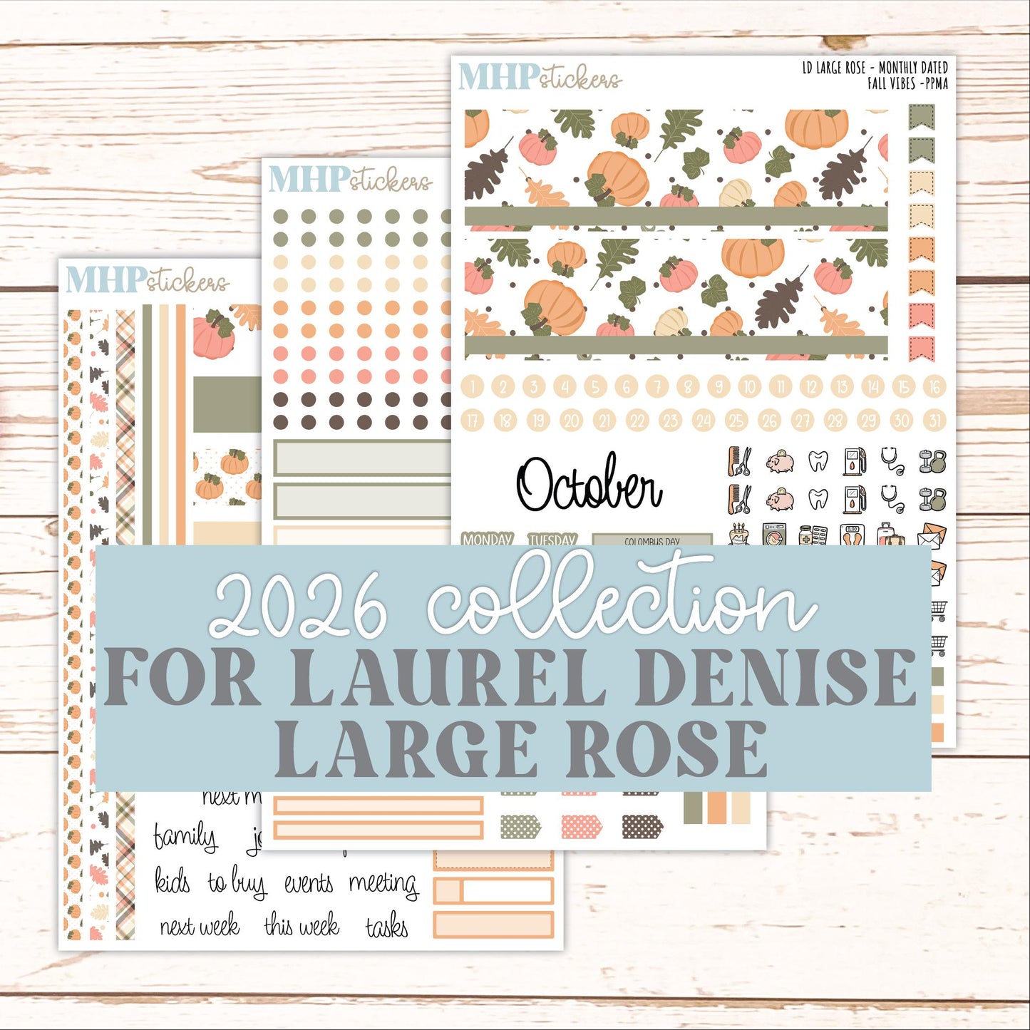 OCTOBER 2026 Stickers for the Large Rose Laurel Denise Planner. "Fall Vibes" || PP