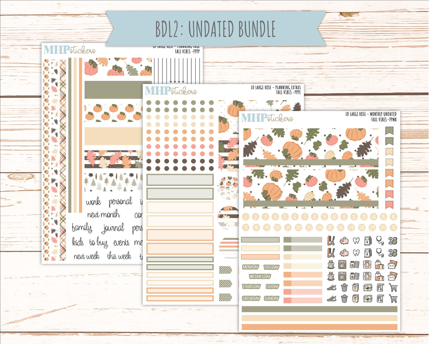 OCTOBER 2026 Stickers for the Large Rose Laurel Denise Planner. "Fall Vibes" || PP