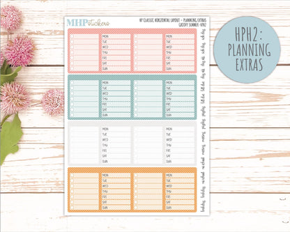 AUGUST Stickers for Happy Planner Classic Horizontal Layout. 2026 Collection. "Groovy Summer" || HPH