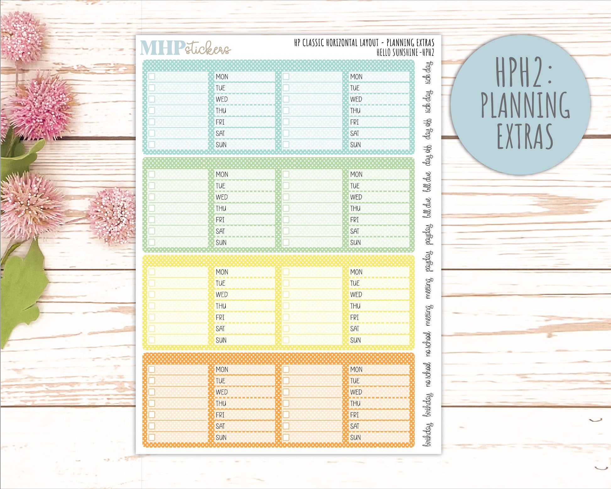 AUGUST Stickers for Happy Planner Classic Horizontal Layout. 2026 Collection. "Hello Sunshine" || HPH