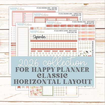 SEPTEMBER Stickers for Happy Planner Classic Horizontal Layout. 2026 Collection. "Autumn Garden" || HPH