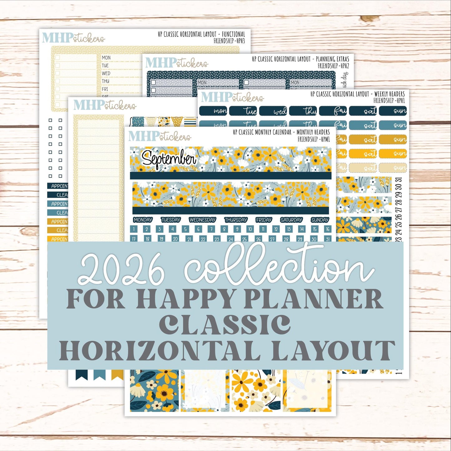 SEPTEMBER Stickers for Happy Planner Classic Horizontal Layout. 2026 Collection. "Friendship" || HPH