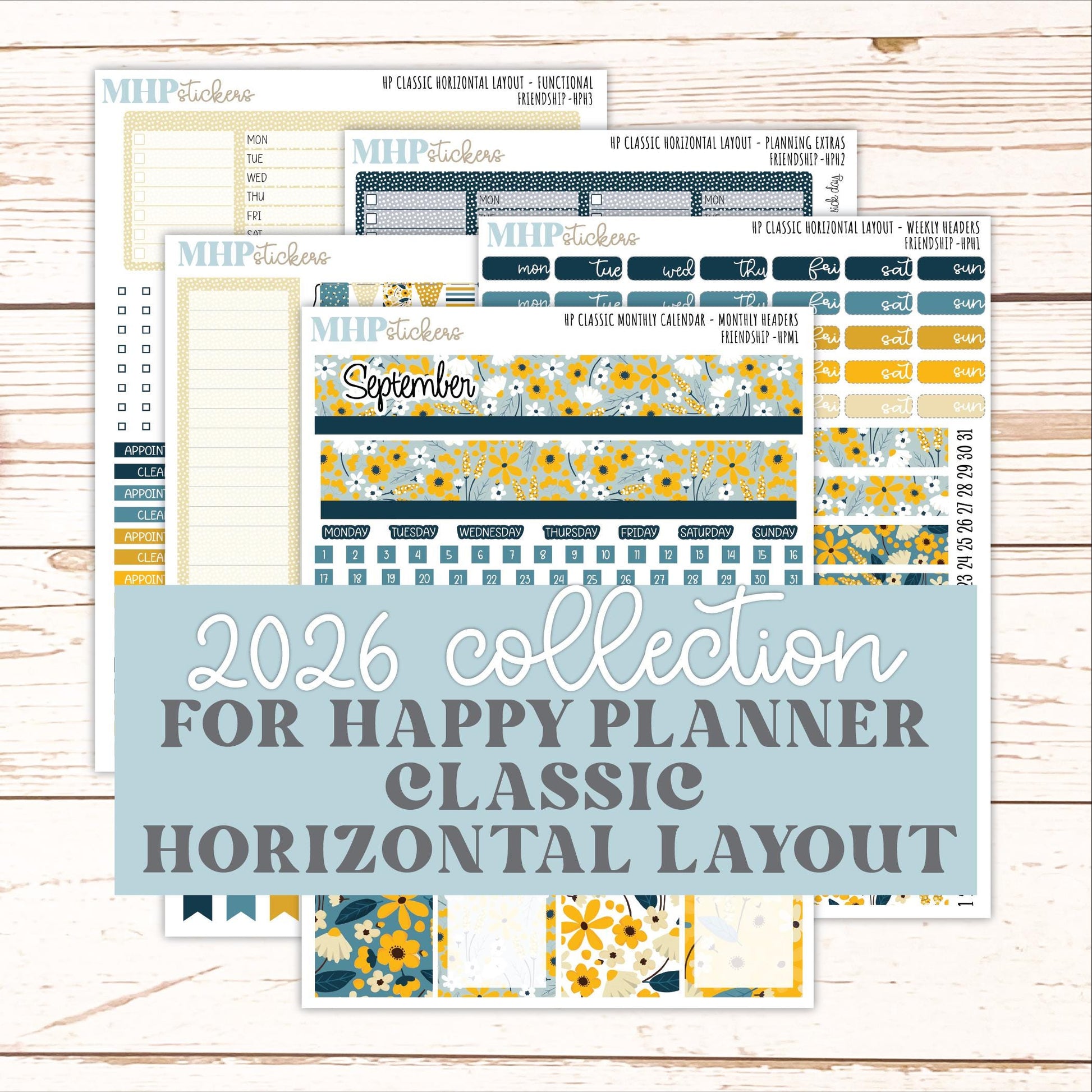 SEPTEMBER Stickers for Happy Planner Classic Horizontal Layout. 2026 Collection. "Friendship" || HPH