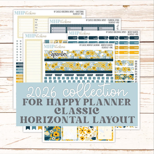 SEPTEMBER Stickers for Happy Planner Classic Horizontal Layout. 2026 Collection. "Friendship" || HPH