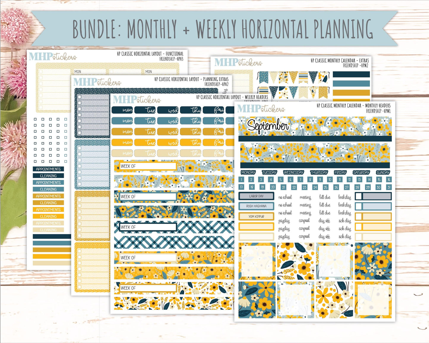 SEPTEMBER Stickers for Happy Planner Classic Horizontal Layout. 2026 Collection. "Friendship" || HPH