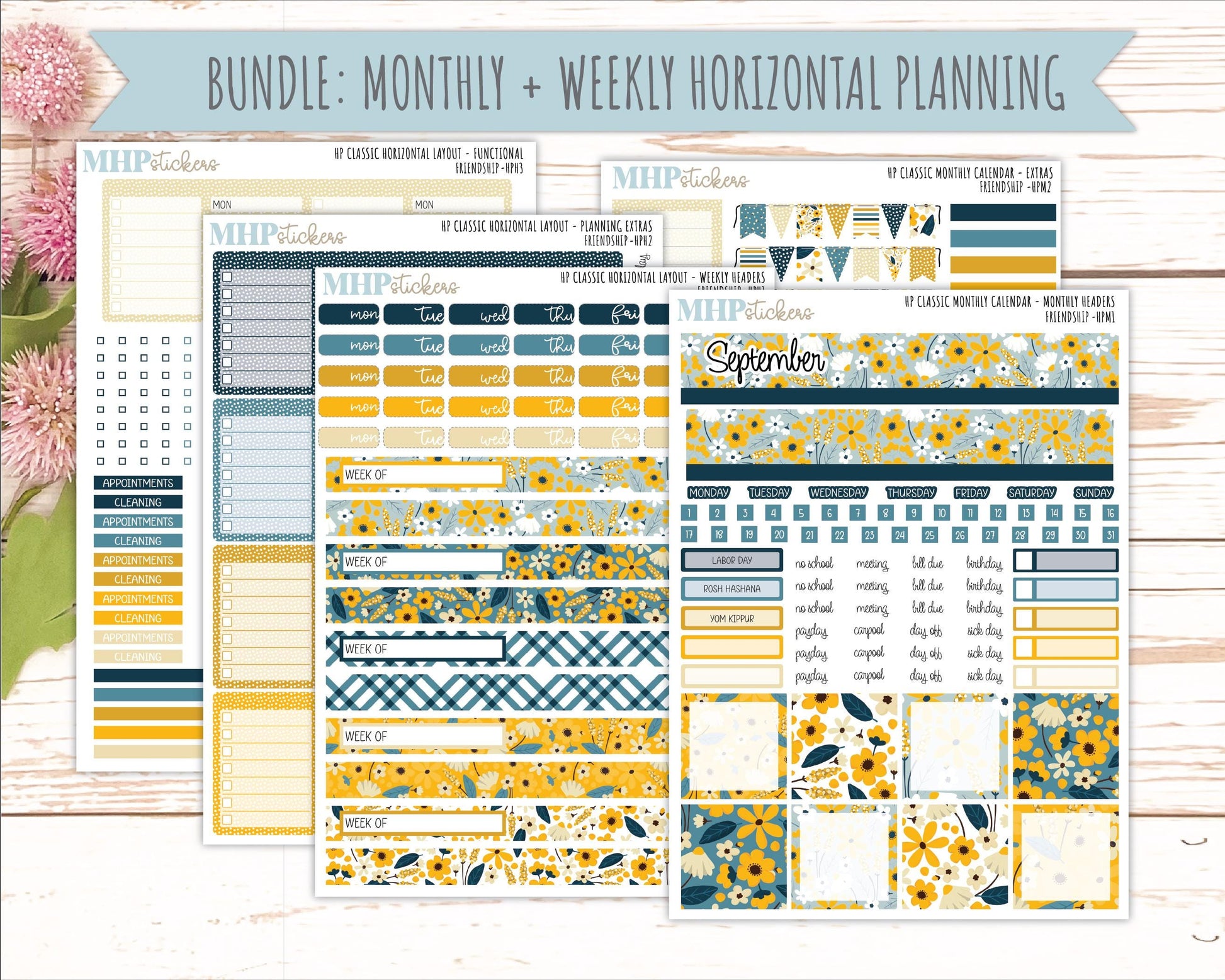 SEPTEMBER Stickers for Happy Planner Classic Horizontal Layout. 2026 Collection. "Friendship" || HPH
