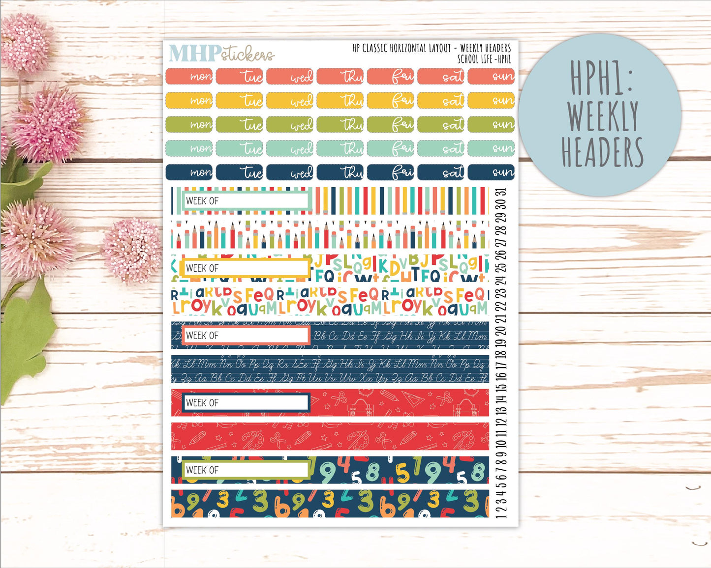 AUGUST & SEPTEMBER Stickers for Happy Planner Classic Horizontal Layout. 2026 Collection. "School Life || HPH