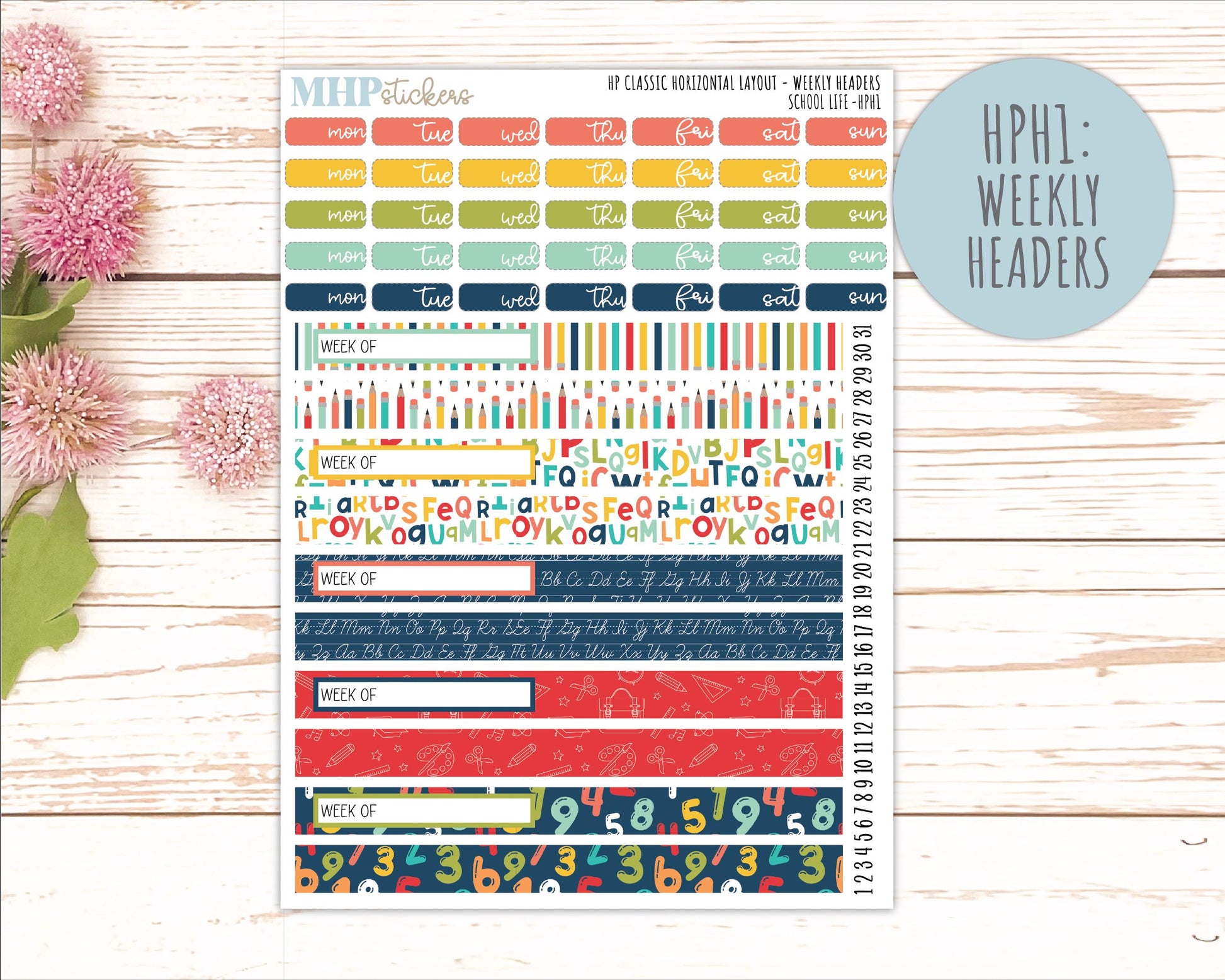 AUGUST & SEPTEMBER Stickers for Happy Planner Classic Horizontal Layout. 2026 Collection. "School Life || HPH