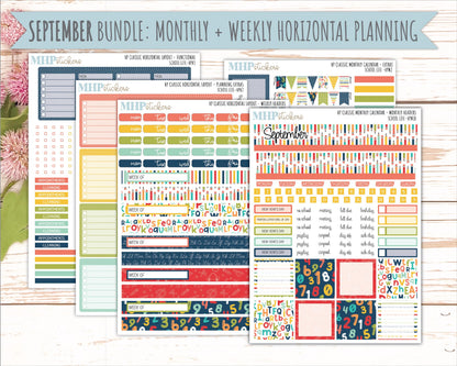 AUGUST & SEPTEMBER Stickers for Happy Planner Classic Horizontal Layout. 2026 Collection. "School Life || HPH