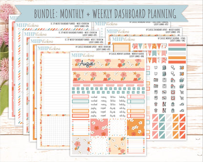 AUGUST Stickers for Happy Planner Classic Dashboard Layout. 2026 Collection. "Groovy Summer" || HPD